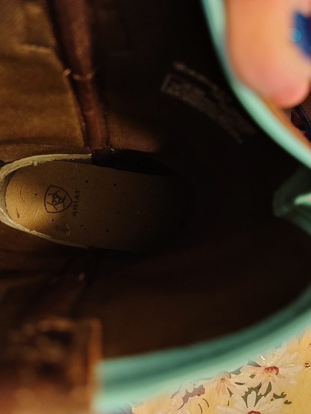 Brown Leather Western Boots with Turquoise Accents - Picture 10 of 10